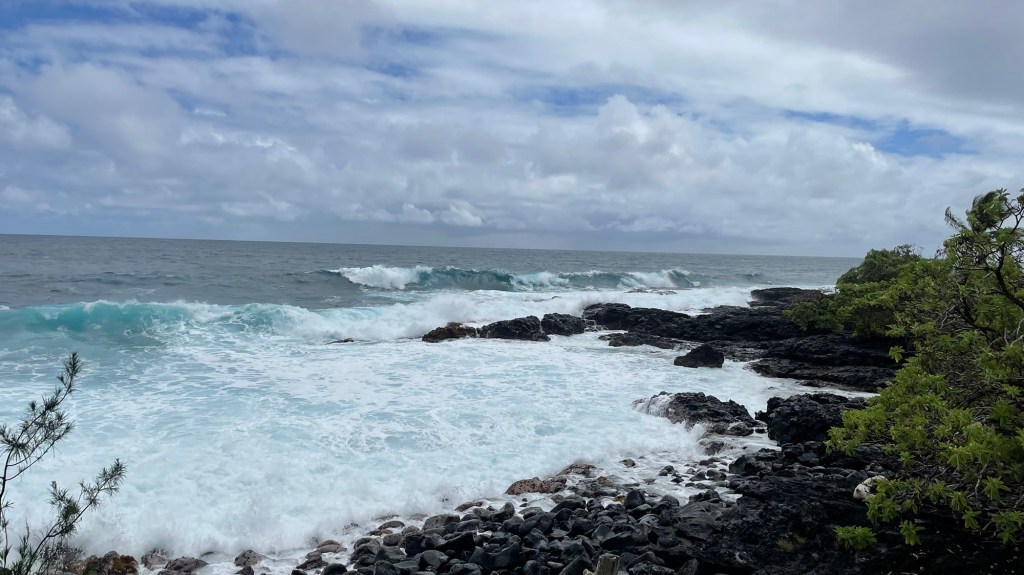 The rocky shore. Not great for walking but beautiful to look at.