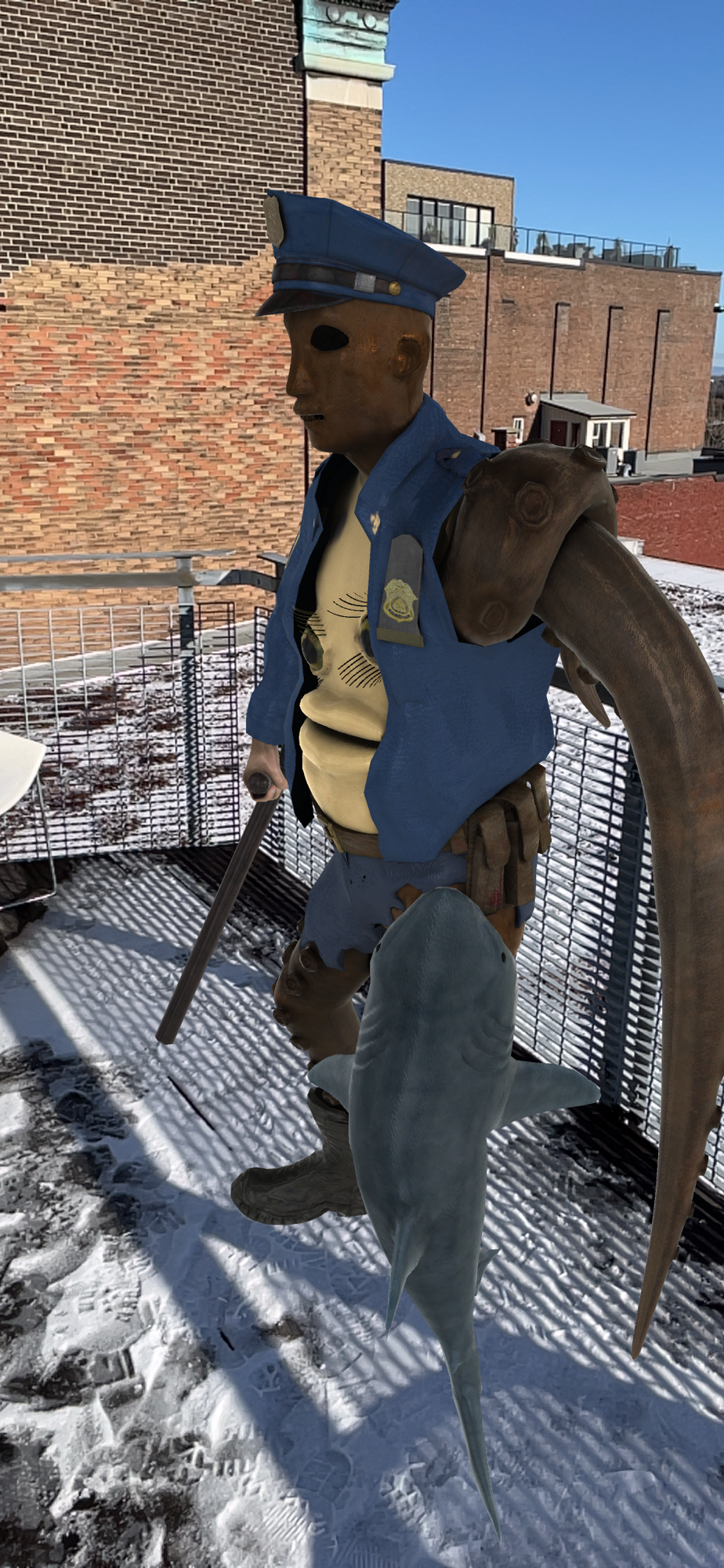 A sculpture of a policeman